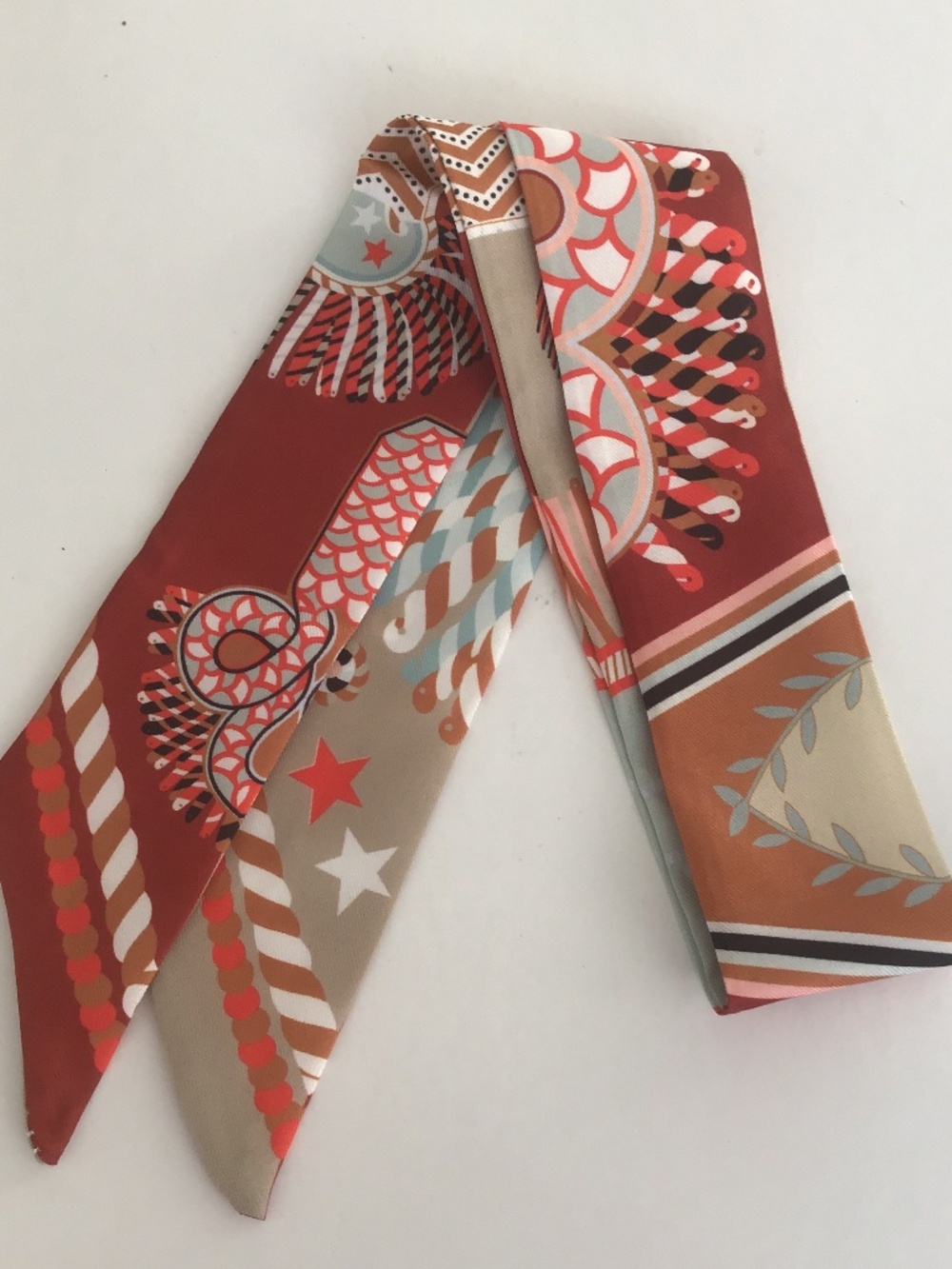 Multicoloured designer style twilly scarf